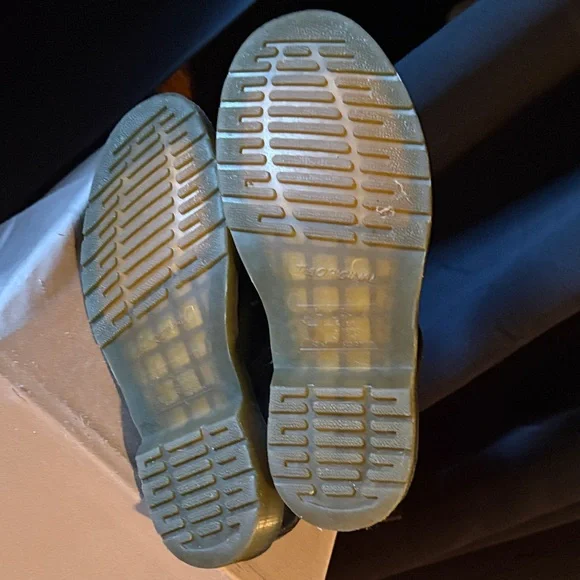 Dr. Martens Black Leather 8-Eye Lace-Up Boots with Yellow Stitching - Picture 6 of 9